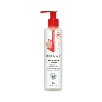 DERMA E Anti-Wrinkle Retinol Face Wash, Glycolic Acid Cleanser, Vegan Skin Care, 6 oz