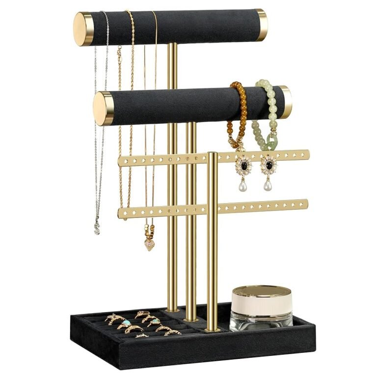 3 Tier Bracelet Holder Display - Detachable T Bar Black Velvet Bracelet Holder, Jewelry Holder Organizer for Bracelet, Necklace, Earrings, Rings