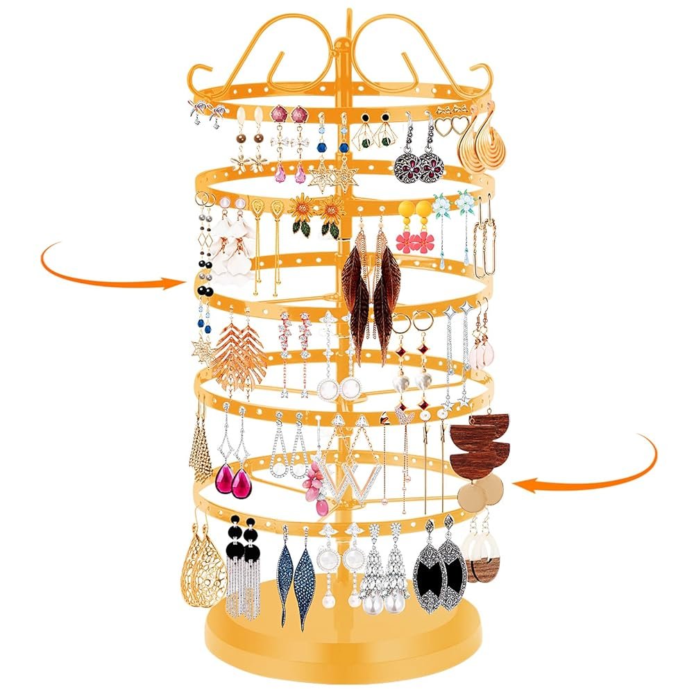 5 Tiers Rotating Earring Holder Organizer Stand,220 Holes Stud Earring Organizers and Storage，Jewelry Organizers and Storage,Earring Tree Organizer for Women