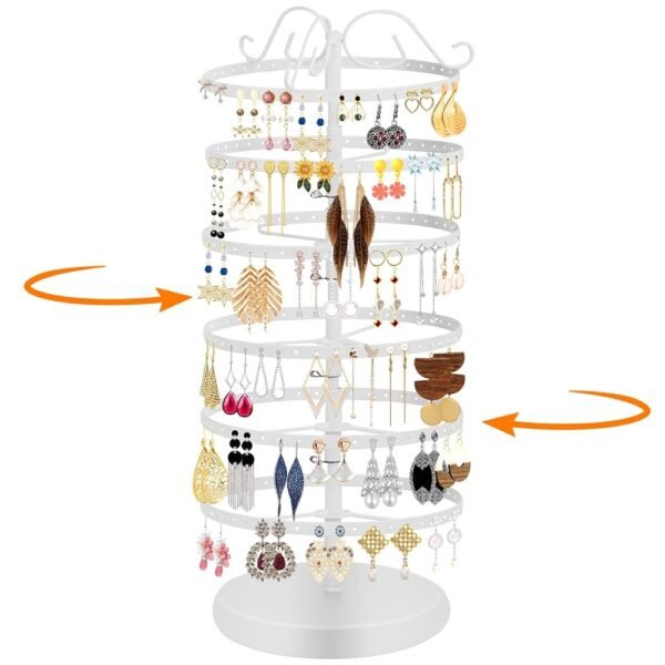 6 Tiers Rotating Earring Holder Organizer Stand,264 Holes Stud Earring Organizers and Storage，Jewelry Organizers and Storage,Earring Tree Organizer for Women