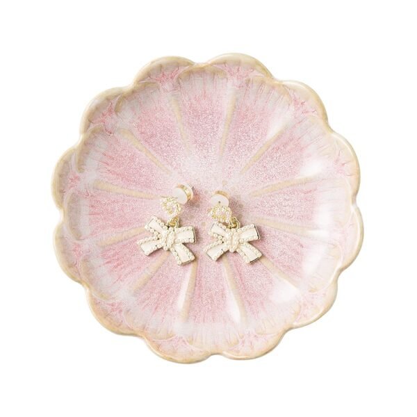 Jewelry Dish Tray, Ring Dish, Ceramic Trinket Tray, Key Bowl, Decorative Plate, for Friends Sisters Daughter Mother (pink)