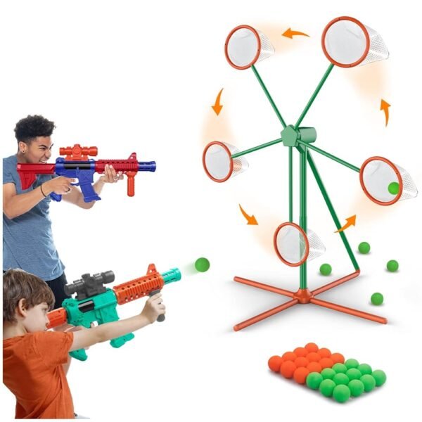 Marlrin Shooting Games Toys for Age 5 6 7 8 9 10+ Year Old Boys, Kids Toy Sports & Outdoor Game with Moving Shooting Target & 2 Popper Air Toy Guns & 24 Foam Balls, Gifts for...