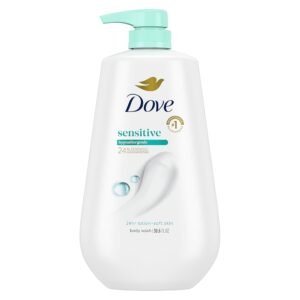 Dove Body Wash with Pump Sensitive Skin For 24hr Lotion-Soft Skin Moisturizing Skin Cleanser Gentle Hypoallergenic Formula with No Sulfates No Parabens 30.6 oz