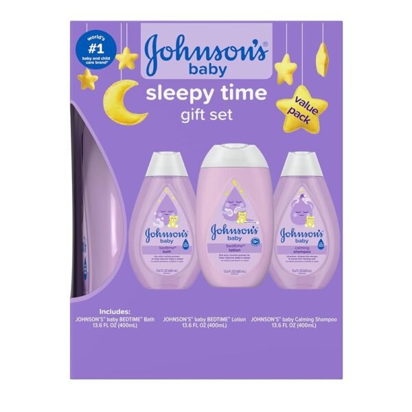 Johnson's Baby Sleepy Time Gift Set with Calming Bedtime Bath Wash, Lotion & Shampoo, Baby Bedtime Essentials with Relaxing NaturalCalm Aromas, Hypoallergenic & Paraben-Free, 3...